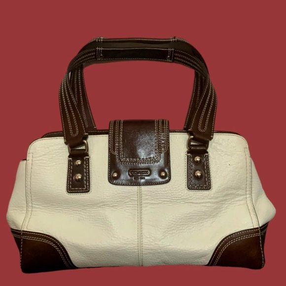  F13961 Hamilton Pebble Leather Tote Bag Off White Brown Coach Purse - Picture 2 of 16